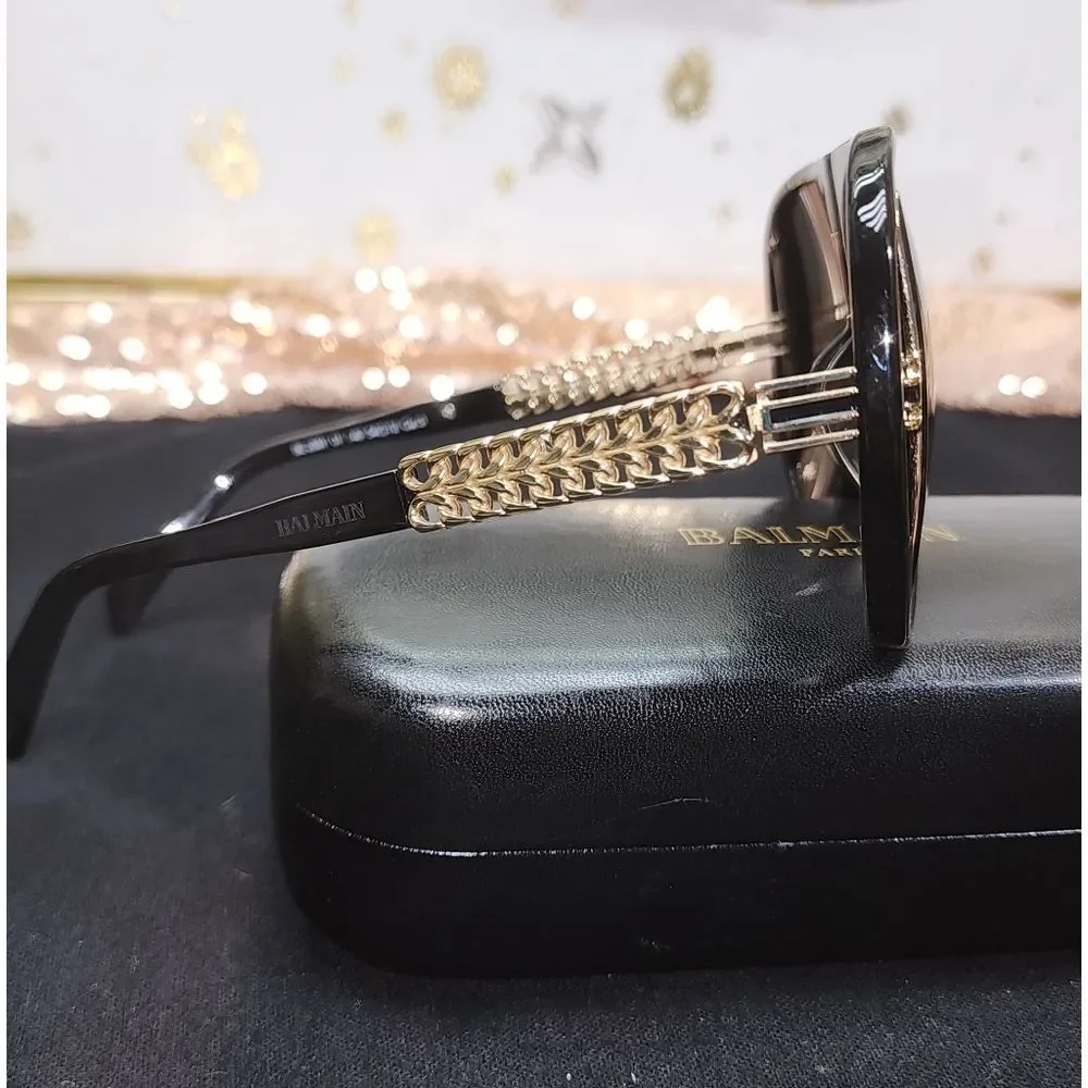 Authentic Balmain BL2061 01 Vintage Sunglasses BLK/GLD